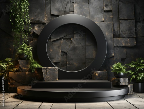 Elegant Black Stone Podium for Product Display Presentation or Showcase