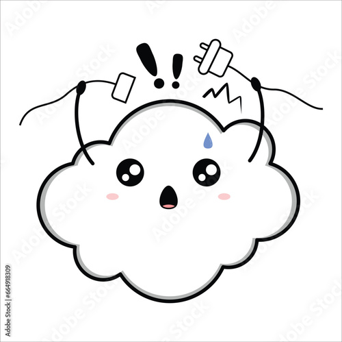 Cute kawaii disconnected cloud, suitable for sticker, t-shirt, mug, etc. vector formats. Eps 10

