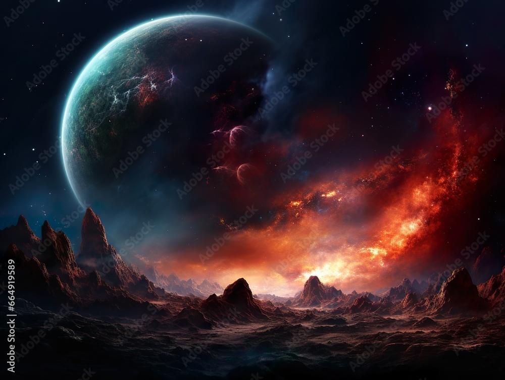 a comet rising against a planet a comet rising against a planet