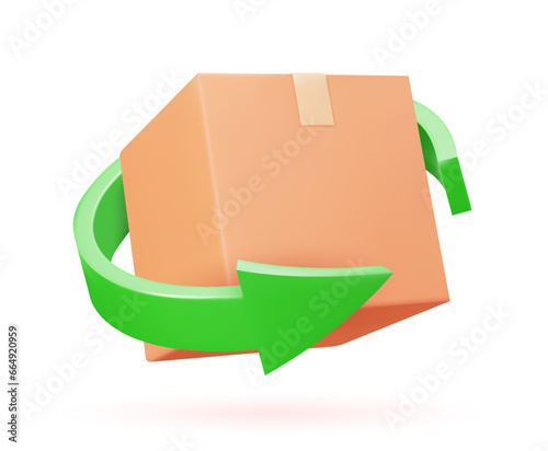 Box and arrow 3d icon.
