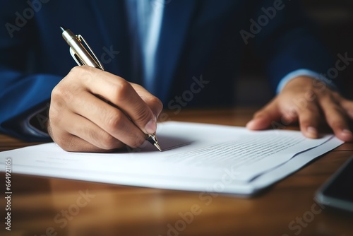 someone who is signing an important paper agreement. generative AI