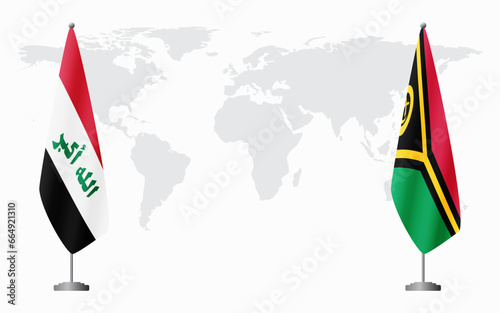 Iraq and Vanuatu flags for official meeting