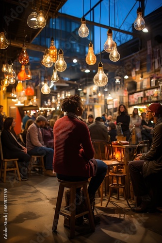 A social gathering at a lively bar