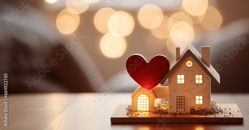 concept illustration of a dream house with a love sign next to it. Generative AI