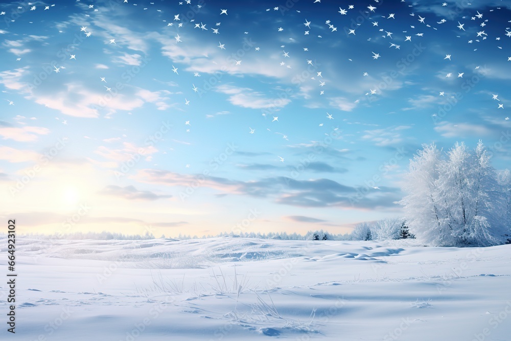 winter forest background with beautiful snow. Generative AI