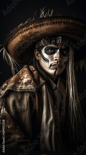 Historical Drama Depiction of Day of the Dead Skeleton Costume