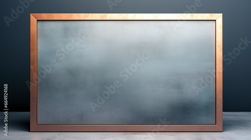 Glossy grey metal rectangle with space for text.