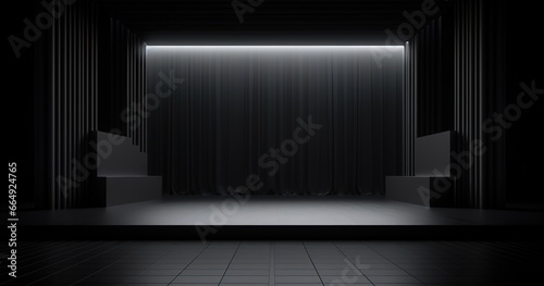 An elegant and minimalist black background with spotlights can be used for your product presentations  product promotions  etc Generative AI
