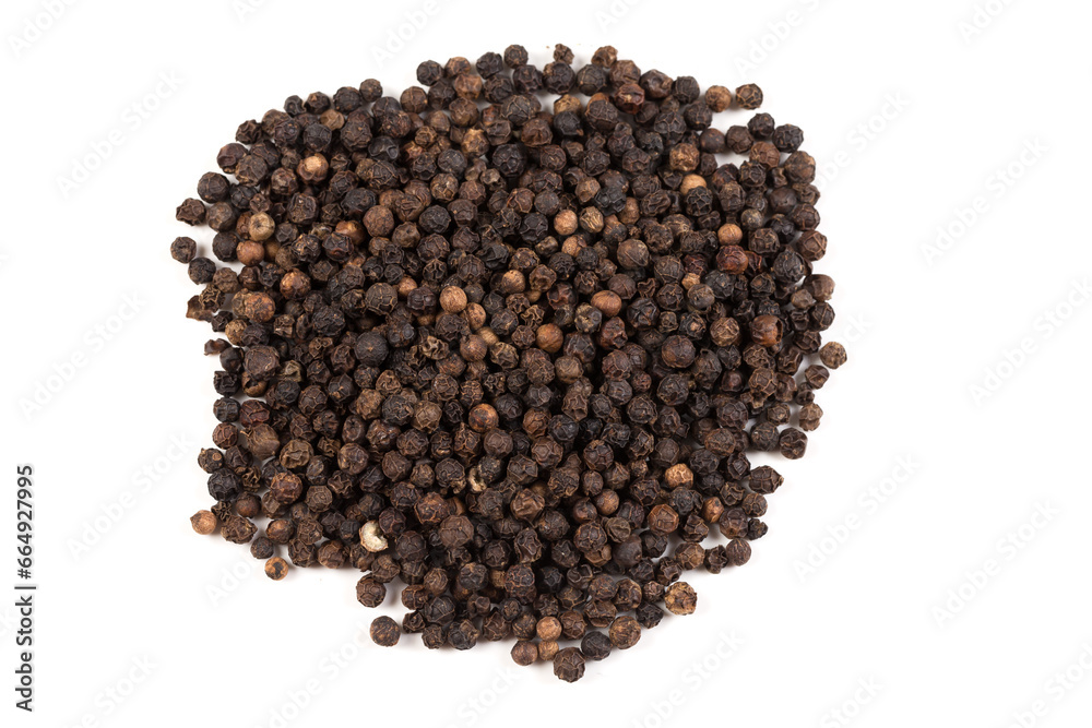 Black pepper was placed on a white background Black pepper was placed on a white background
