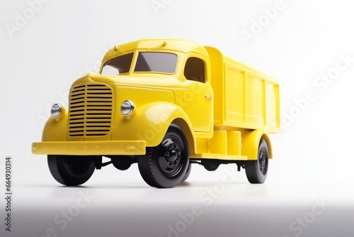 Isolated yellow truck. Generative AI © Esme
