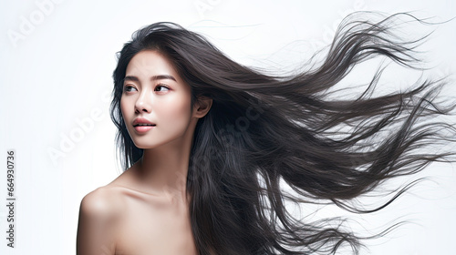 Korean woman with beautiful healthy hair, Healthy hair advert 