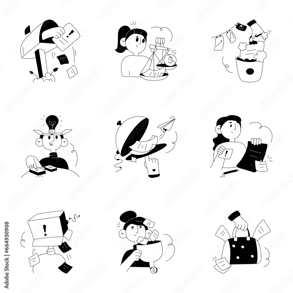 Naklejka premium Pack of Informative Data Glyph Mini Illustrations