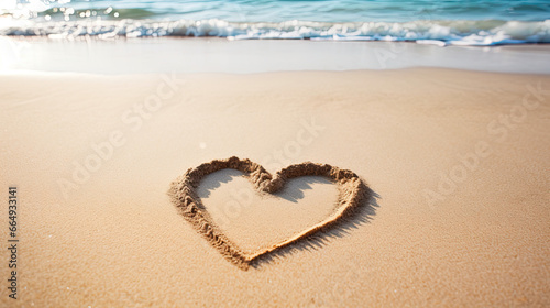 heart on the sand  beach  Valentine s Day background 