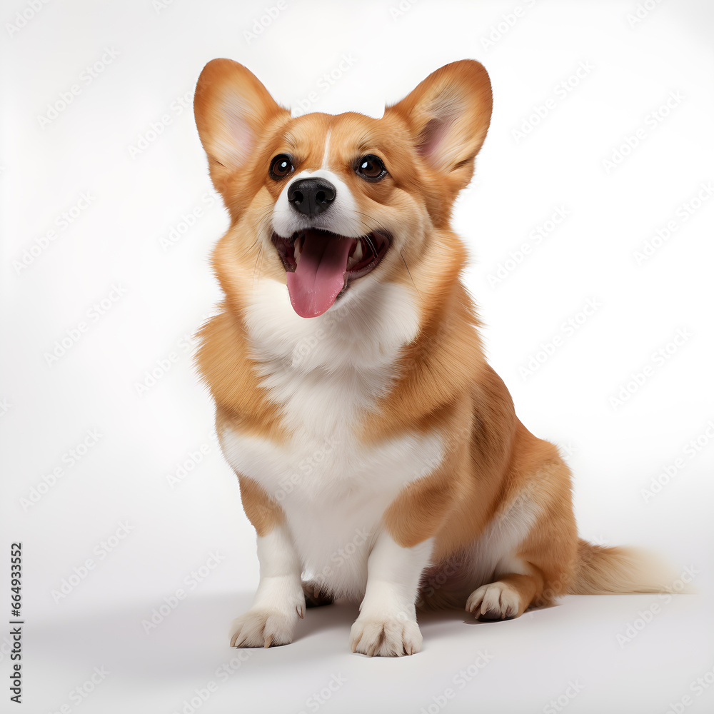 corgi dog sitting isolated on a white background