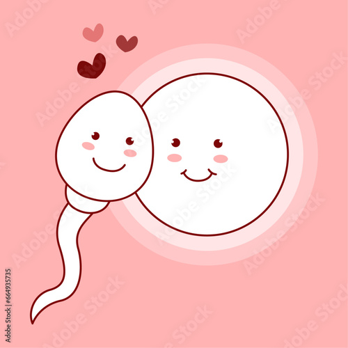 sperm and egg character. human sperm and egg cute cartoon