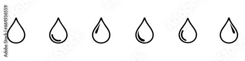 Water drop icon set. Flat droplet logo shapes collection, Blood or oil drop. Plumbing logo. Flat style outline. Vector illustration. Vector Illustration. EPS 10 photo