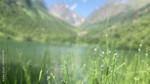 Beautiful morning lake in the mountains. High quality FullHD footage