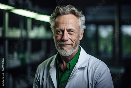 Portrait of a mature man as a professional geneticist biologist.