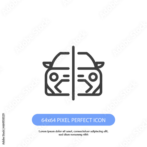 half car outline icon pixel perfect good for web and mobile