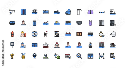 swimming icon set