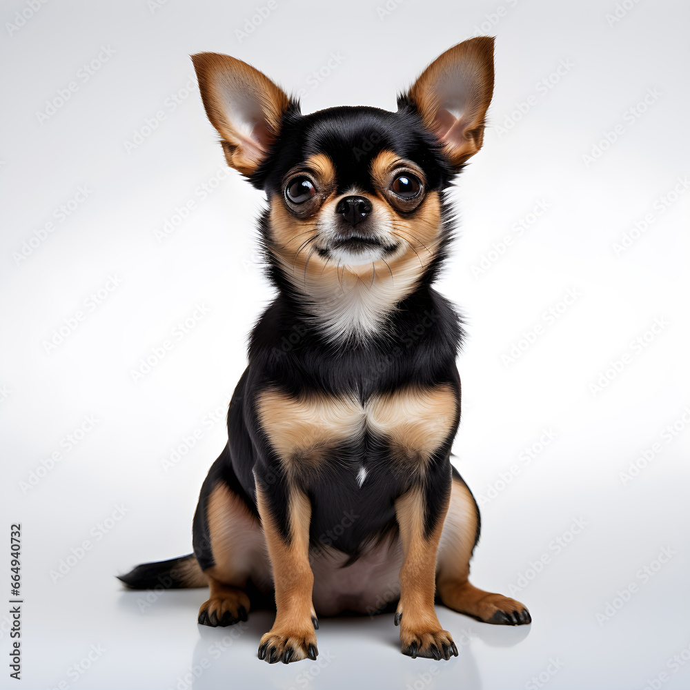 Chihuahua dog sitting isolated on a white background