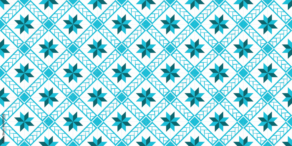 Beautiful seamless pattern in blue for decoration, ornaments, wallpaper, flooring, wrapping paper and fabric