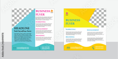 Vector fully editable landscape business flyer set of two colors with two styles, flyers template design.
