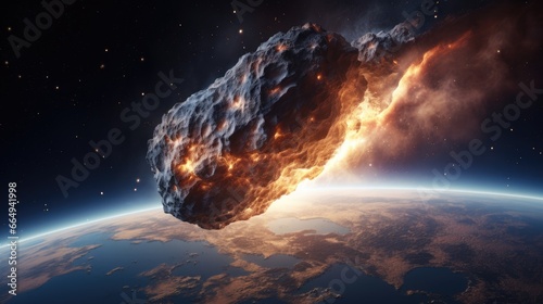 Asteroid or meteor fly to the earth, disaster, creative fantasy science