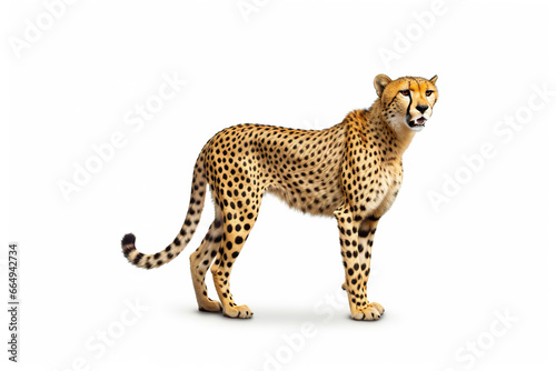 leopard in front of a white background Graceful Cheetah in Motion on a White Background