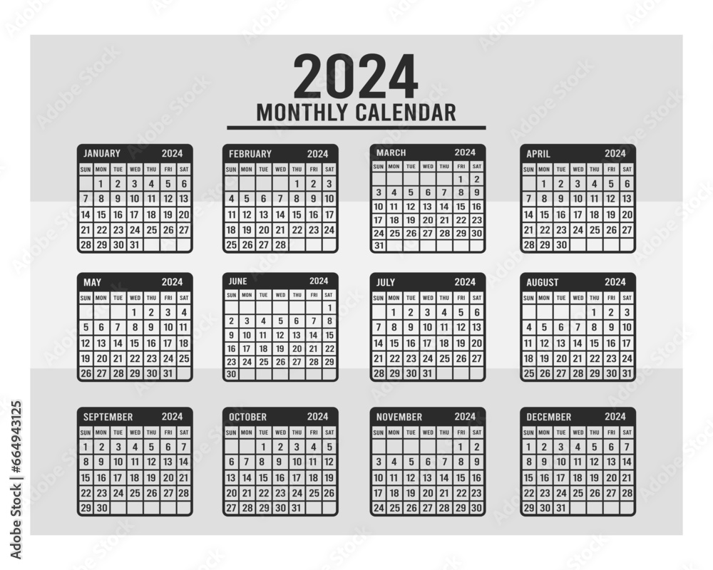 2024 Calendar Svg Calendar Svg 2024 Svg Yearly Calendar Svg