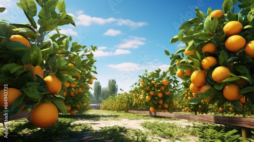 Orange garden, orange farm concept.