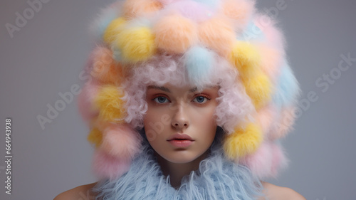 girl in a fluffy wig