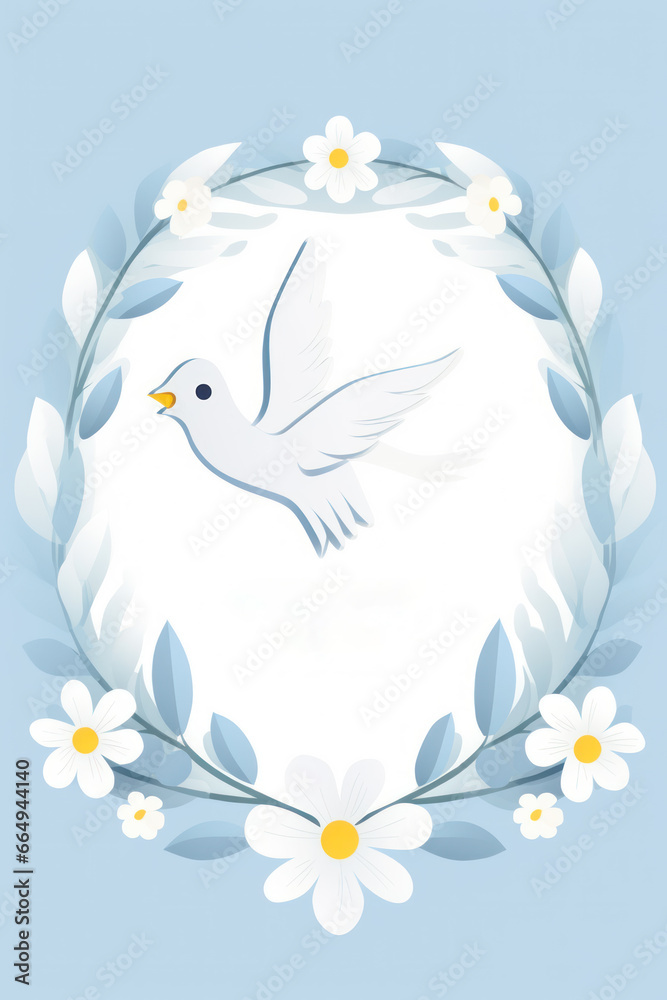 Vertical flowers and dove background with copy space for greeting text Vertical flowers and dove background with copy space for greeting text
