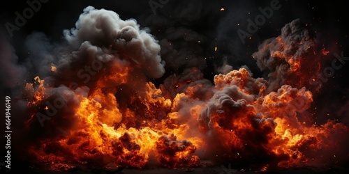 Explosion Effect. Fire Blast Landscape photo