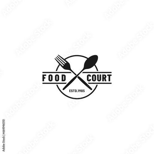 Food court label or Food court logo vector isolated. Best food court label for product, websites, print design, packaging and more about food court.