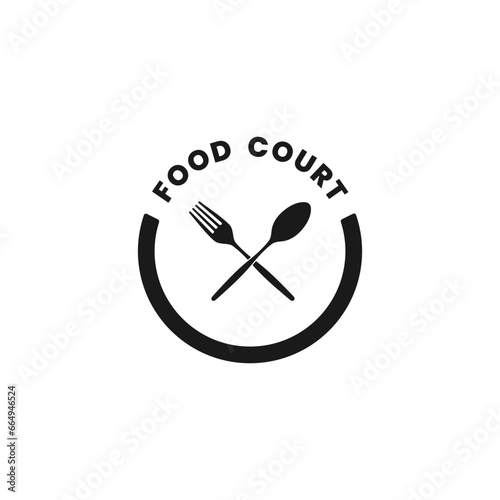 Food court icon or Food court label vector isolated. Best food court icon for apps, websites, print design, packaging and more about food court.