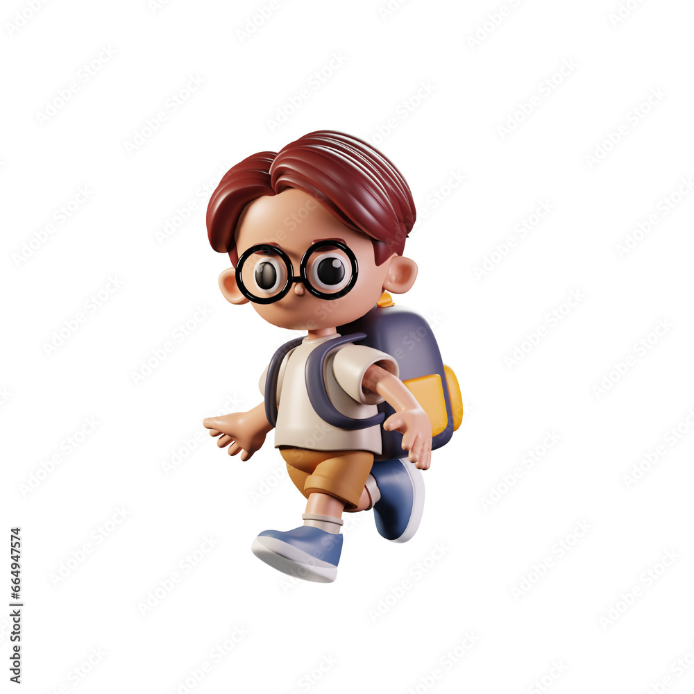 3d Character Student Running Pose. 3d render isolated on transparent backdrop. 3d Character Student Running Pose. 3d render isolated on transparent backdrop.
