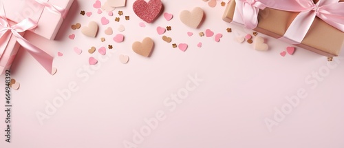 Elegant Valentine's Day Flat Lay with Heart Confetti and Gifts © Kristian