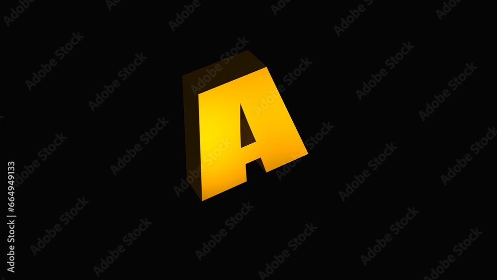 Alphabet letter A - colorful glossy outline 3D shape on black background in 4k resolution design Alphabet letter A - colorful glossy outline 3D shape on black background in 4k resolution design
