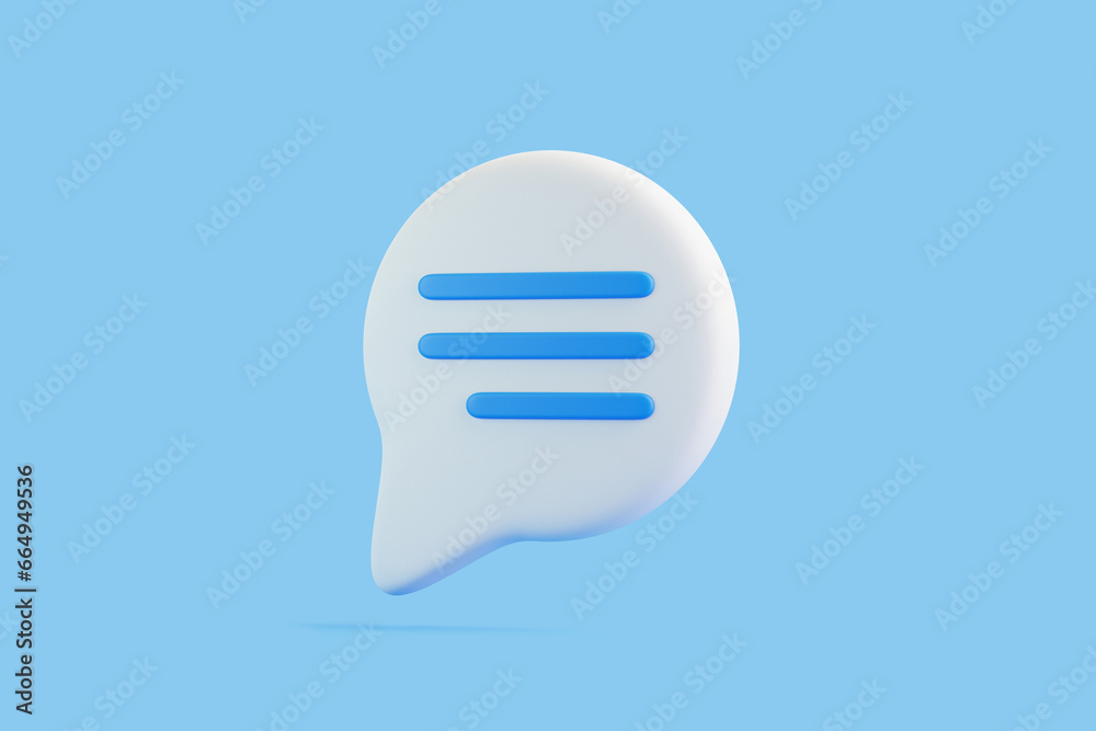 Speech bubble on blue background. Chat icon set. Chatting box, message box. 3D render illustration
