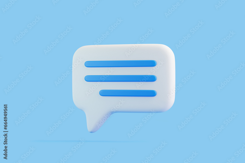 Speech bubble on blue background. Chat icon set. Chatting box, message box. 3D render illustration