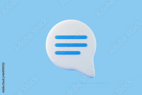 Speech bubble on blue background. Chat icon set. Chatting box  message box. 3D render illustration