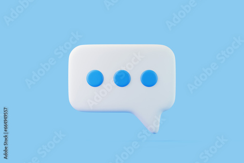Speech bubble on blue background. Chat icon set. Chatting box, message box. 3D render illustration