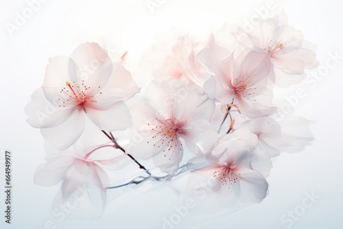 Light and airy sakura flowers, cherry blossom isolated on a white background