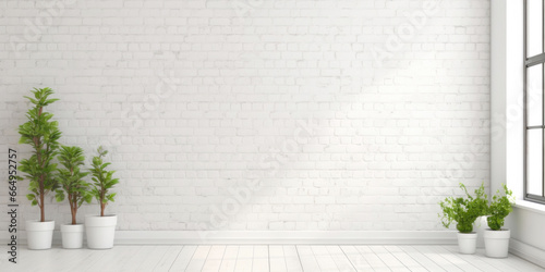 白いレンガでできた壁面 photo