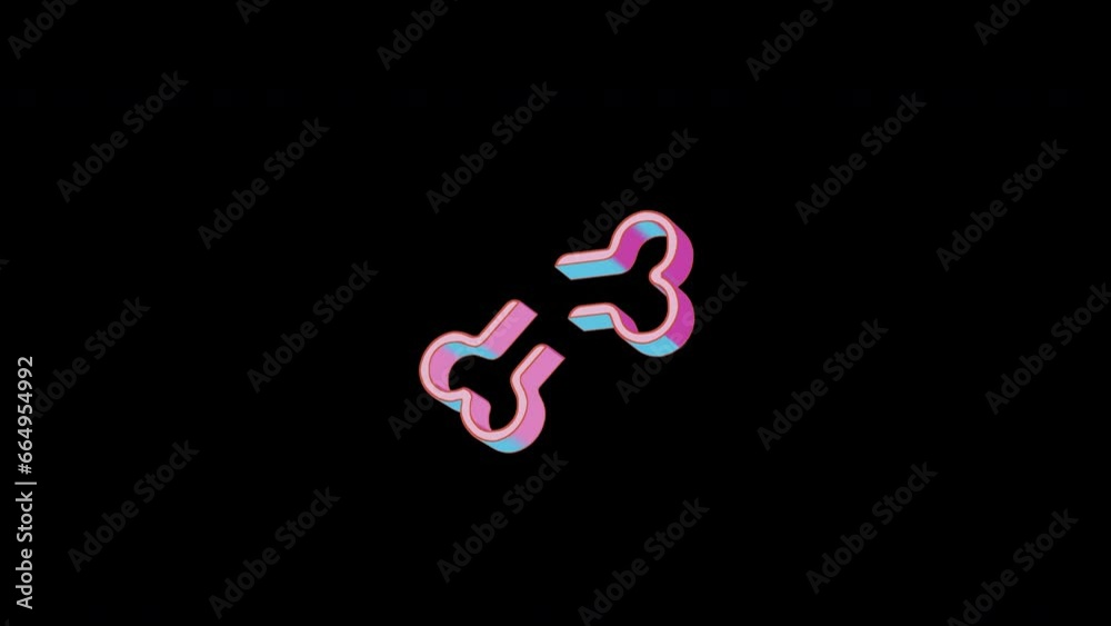 Bright bone break icon is jumping merrily. Retro style. Alpha channel black. Looped from frame 120 to 240, Alpha BW at the end Bright bone break icon is jumping merrily. Retro style. Alpha channel black. Looped from frame 120 to 240, Alpha BW at the end