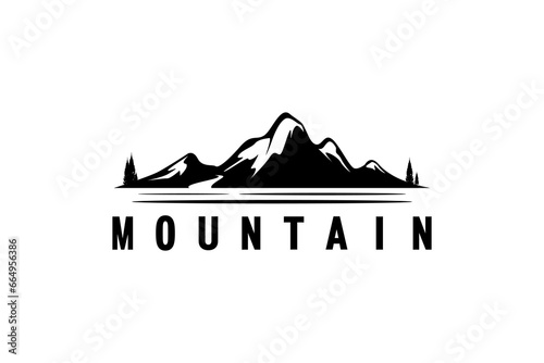 Silhouette of Mount Hood Portland Oregon Mountain logo design photo