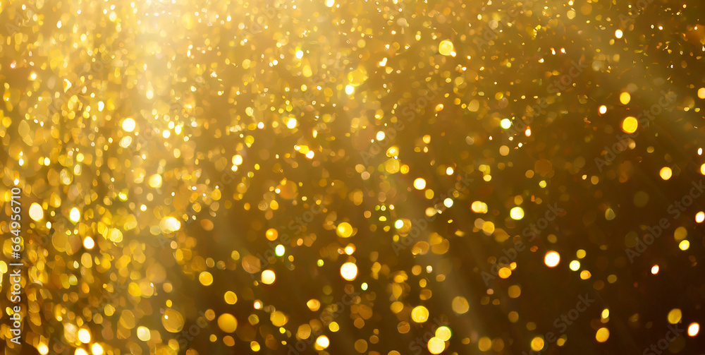 yellow golden sparkle light effect from top transparent background 