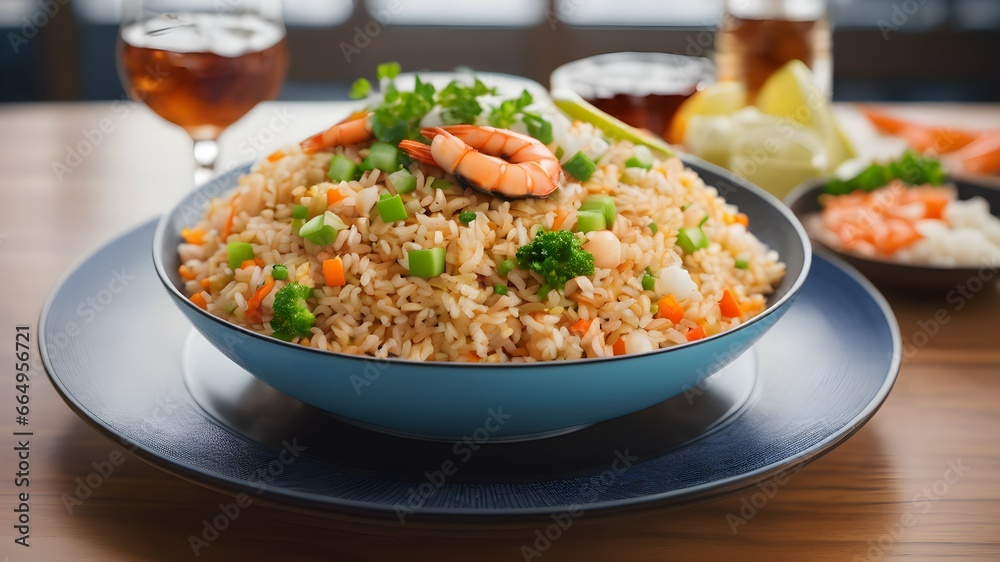 Delicious seafood fried rice with succulent flavors Delicious seafood fried rice with succulent flavors