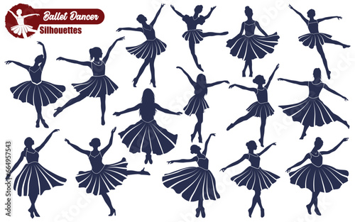 Ballet Dancer or Dancing Vector Silhouettes